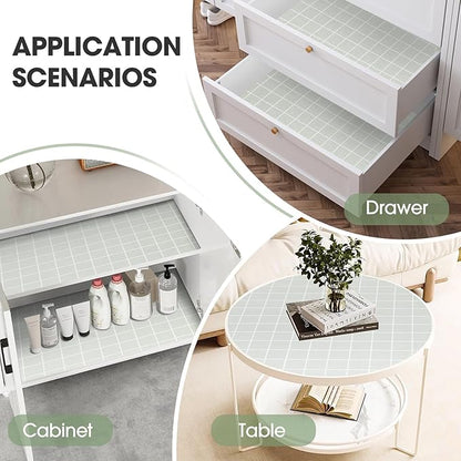 Beautysaid Shelf and Drawer Liner for Kitchen Cabinet, Non Adhesive Non Slip Shelf Paper Waterproof Washable Thickened for Dresser Pantry Shelve Bathroom Protector Liner(Light Green,23.6 in x 10 FT)