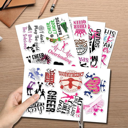 Cheerleading Motivational Quote Stickers Pack 50Pcs Vinyl Waterproof Sticker Set for Laptop Water Bottles Scrapbooking Notebooks Journals Girls Teens Cheer Squad