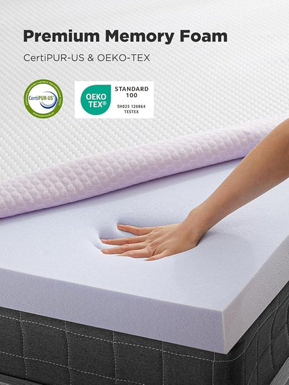 PERLECARE 2 Inch Gel Memory Foam Mattress Topper for Pressure Relief, Premium Soft Mattress Topper for Cooling Sleep, Non-Slip Design with Removable & Washable Cover, CertiPUR-US Certified - Full