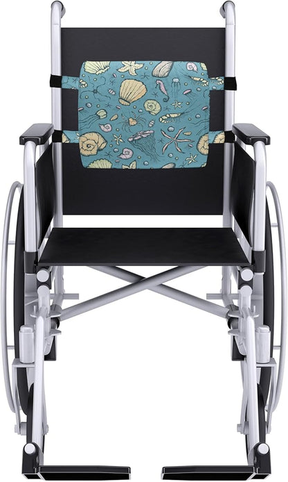 Ambesonne Under The Sea Lumbar Back Support Pillow, Summer Beach Theme with Hand-Drawn Clams Nautilus Jellyfish Shrimp Shapes, High Density Foam for Office Chairs Car Seats, 14" x 13", Cadet Blue