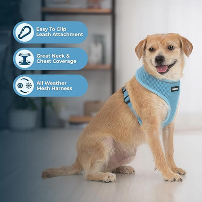 Voyager Aerolite Over The Head Dog Harness, No Pull Breathable Air Mesh Vest, Quick Dry with Reflective Stitching, Adjustable Escape Resistant Harness for Small Medium Large Dogs - Blue, X-Small