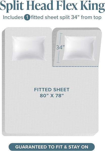 Bare Home Split Head Flex King Sheet Set - 1800 Ultra-Soft Microfiber Bed Sheets - Double Brushed - Deep Pockets - Easy Fit - 4 Piece Set - FlexTop King Bedding Sheets (Split Head Flex King, Lavender)