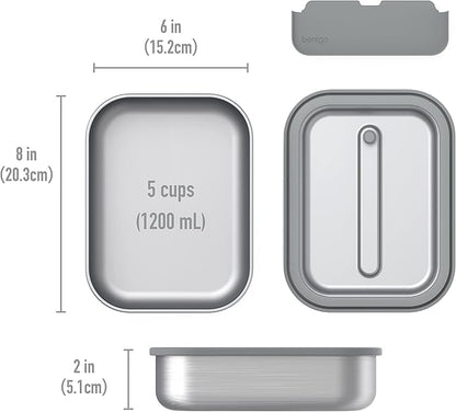 Bentgo MicroSteel Leak-Proof Lunch Box - Microwave-Safe, Oven-Safe, Bento-Style Container with Removable Divider, Airtight Lid, Sustainable Design, Odor & Stain Resistant (Stainless Steel)