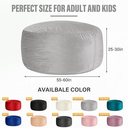 HABUTWAY Bean Bag Chair: Giant 6' Memory Foam Furniture Bean Bag Chair with Microfiber Cover - 6Ft,Light Grey