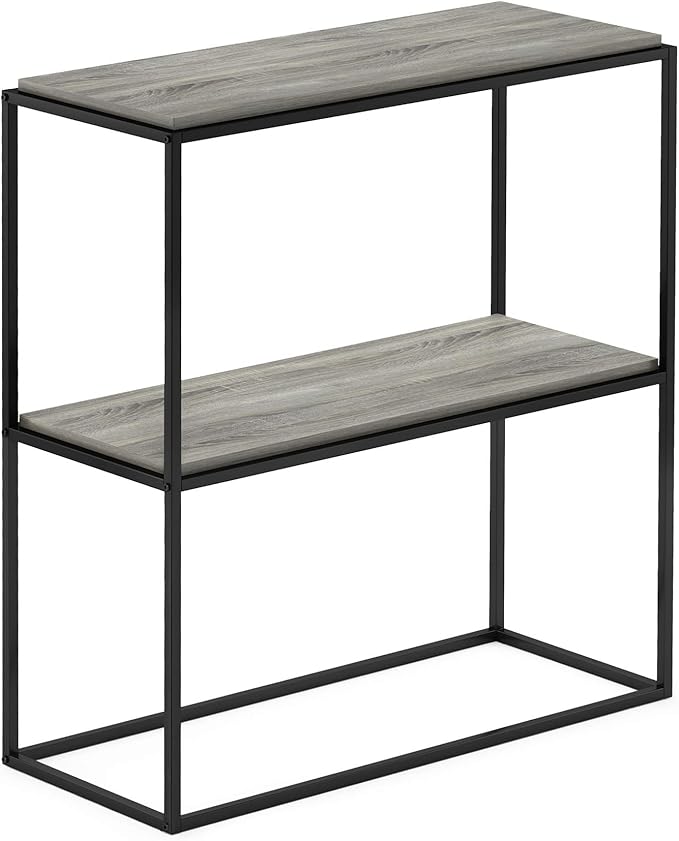Furinno Moretti Modern Wide Stackable Metal Shelf, French Oak Grey