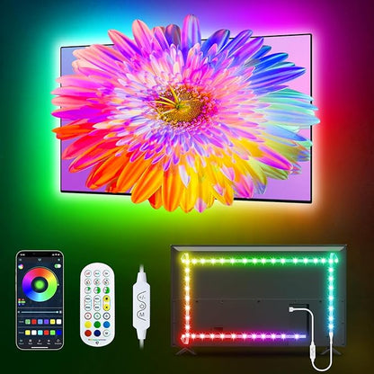 Daymeet TV Led Backlight, 16.4ft ICRGB LED Lights for TV Smart Led Lighting for 65-85inch Monitor, USB Led Lights Behind Backlight Sync with Music, Bluetooth APP Control with Remote