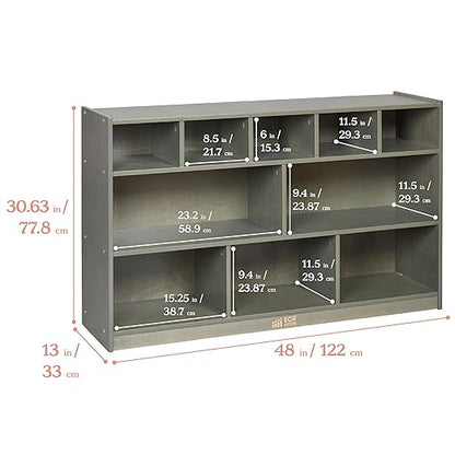 ECR4Kids 5+5 Cubby and Storage Mobile Tray Cabinet, Classroom Furniture, Grey Wash