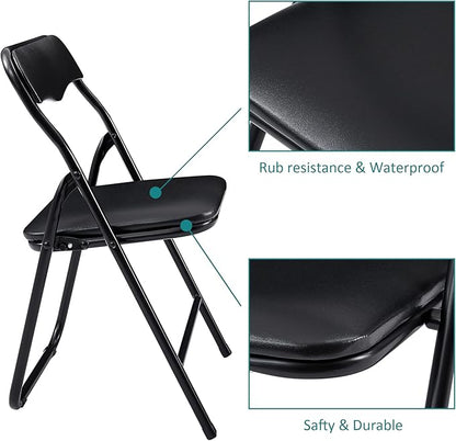 VECELO Kids Folding Activity Table and Chairs 5 Piece Set, Portable, with Ultra Soft Padded Cushion, Classic Black
