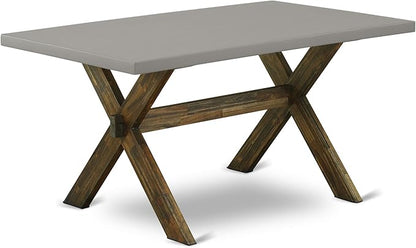 East West Furniture X797FL716-7 7 Piece Dining Table Set Consist of a Rectangle Kitchen Table with X-Legs and 6 Dark Khaki Linen Fabric Upholstered Chairs, 40x72 Inch, Multi-Color