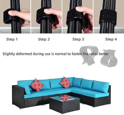 SUQ I OME Pack of 10 Outdoor Patio Garden Wicker Rattan Furniture Aligment Sofa Rattan Chair Fastners Clip Sectional Connector - Non Slip (1.74 inches,Small)