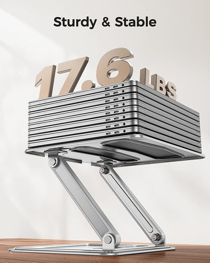 LORYERGO Adjustable Laptop Stand, Portable for 17.3inch Laptops, Holds Up to 17.6lbs, Ergonomic Posture & Heat Dissipation