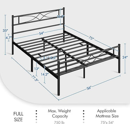 Yaheetech Metal Full Size Bed Frame, Platform Bed Frame, Mattress Foundation with Curved Design Headboard & Footboard, NO Box Spring Needed, Heavy-Duty Support, Easy Assembly, Full, Black