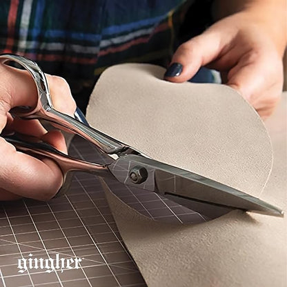 Gingher Utility Shears with Protective Sheath - 8" Stainless Steel Fabric Scissors - Blunt-Tip Knife Edge Fabric Shears - Silver