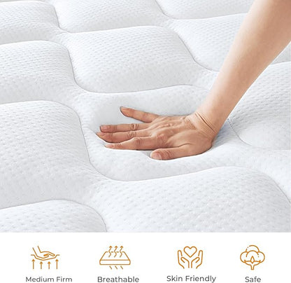 Twin XL Mattress, 10 Inch Hybrid Mattress Twin XL with Individual Pocket Springs and Pressure-Relieving Memory Foam, Breathable, Medium Firm Mattress in a Box 80"x39"x10"