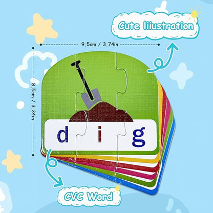 CVC Puzzle Cards for Kids: 20 Pieces Phonics & Spelling Games for Toddlers, Preschool & Kindergarten – Ideal for Speech Therapy & Early Learning Classrooms, Preschool Classroom Must Have