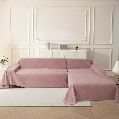 MYSKY HOME Pink Sofa Cover, Couch Covers for Pet, Oversized Couch Covers for 3 Cushion Couch, Thick Durable Sofa Covers for Furniture, Couch Cover,Non Slip Soft Protector, 91" x 150"