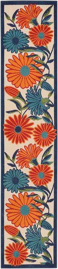Nourison Home Aloha Multicolor 2'3" x 10' Area Rug - Easy Clean, Non Shedding, Bed Room, Living Room, Dining Room, Kitchen (10' Runner)