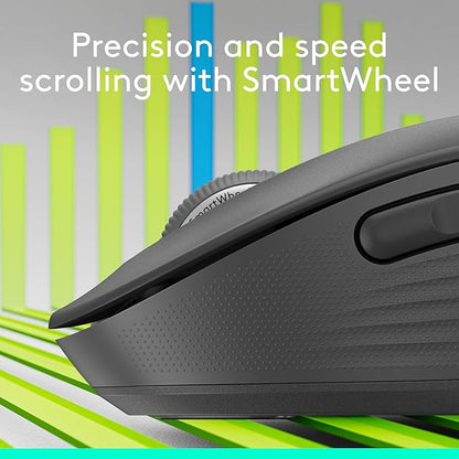 Logitech Signature Plus M750 L Wireless Mouse - for Large Hands, SmartWheel, Bluetooth, Multi Device, 24-Month Battery, Silent Clicks, Customizable Side Buttons, Contoured Shape - Graphite