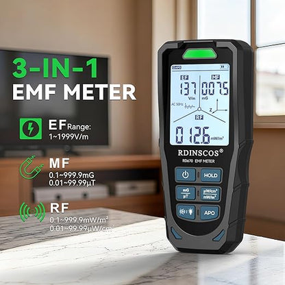 EMF Meter, Digital EMF Detector for Electromagnetic Radiation, Handheld EMF Reader for Home Inspection, Ghost Hunting and Office Use