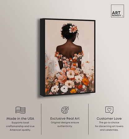 Autumn Bloom Dress Canvas Print Fashion Wall Decor by Art Remedy, Black Frame, 16 x 24