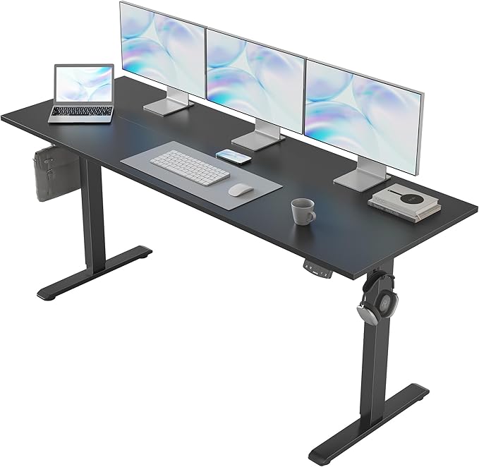 Agilestic Electric Standing Desk, Large 63 x 24 Inches Height Adjustable Desk, Sit Stand up for Work Office Home, Ergonomic Rising Gaming Computer Table with Memory Preset, Black