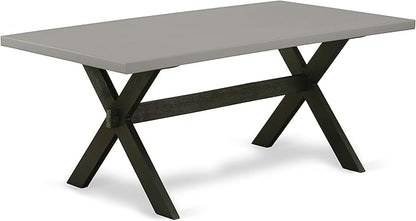 East West Furniture X697AB106-6 6 Piece Dinette Set Contains a Rectangle Dining Table with X-Legs and 4 Shitake Linen Fabric Parson Chairs with a Bench, 40x72 Inch, Multi-Color