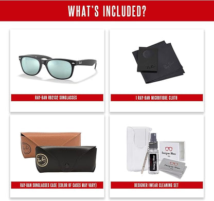 Ray-Ban RB2132 NEW WAYFARER 55MM Square Sunglasses For Men For Women +BUNDLE with ACCESSORY EYEWEAR KIT
