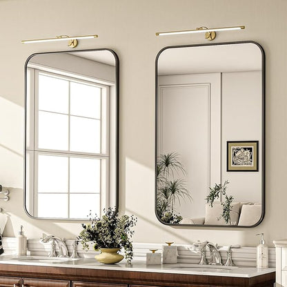 24x36 Inch Bathroom Mirror - Wall Mounted Vanity Mirror with Round Corner Aluminum Alloy Frame, Hanging Horizontally Vertically for Living Room, Bedroom, Hallway as Home Decor, Black