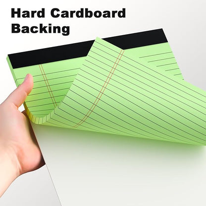 Green Legal Pad Note Pads 8.5 x 11 inch, Wide Ruled Clear Print Writing Pads 30 Sheets/Pad, 20lb Colored Paper, Perforated Notepad with Sturdy Back (3 Pads Green)