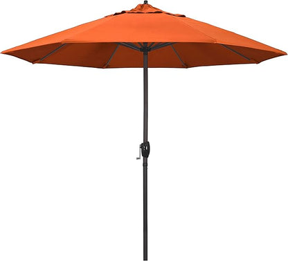 California Umbrella 9' Rd Sunbrella Aluminum Patio Umbrella, Crank Lift, Auto Tilt, Bronze Pole, Melon Fabric