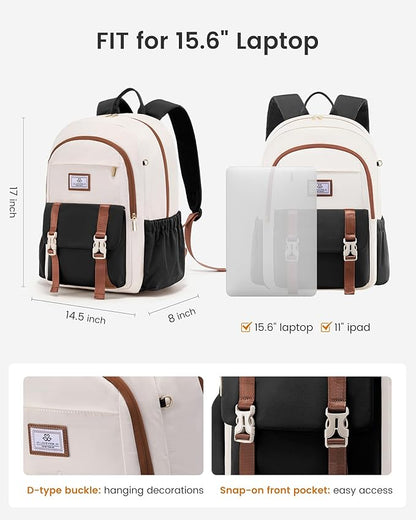 LOVEVOOK School Backpack for Girls Boys,Bookbag for Teen with Pouch Pocket for Large Capacity Cup, Waterproof School Bookbag, Preppy Backpack Travel Daypack with 15.6 inch Laptop Compartment