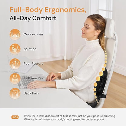 CabSupport M3 Ergonomic Seat Cushion Dynamic Lumbar Support Spineseat Patented Spine Alignment Ergonomic Posture Corrector, Ideal for Seniors & Teens, Breathable Design for Home, Office, Car& Gaming