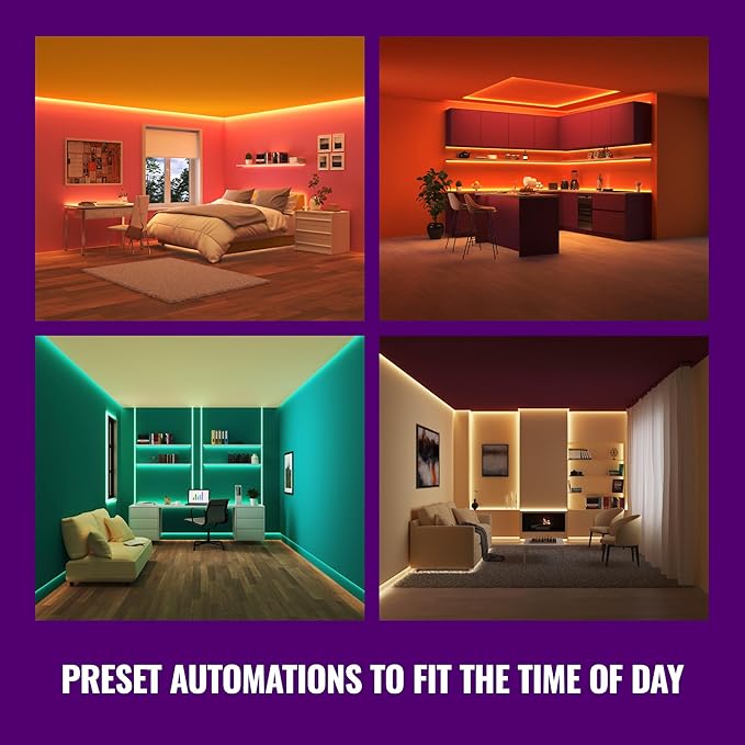 WiZ Connected Smart Light Strip, Sunset/Sunrise Automation, Preset Modes, Control with Voice or App, Full Color RGB Lighting, Voice Control, 50ft Cut to Fit