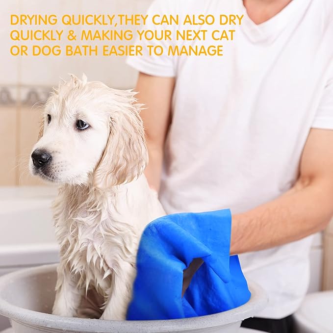Tatuo 3 Pieces Pet Absorbent Dog Bath Towel 25.2 x 16.34 Inch Quick Drying Pet Shower Grooming Towel Machine Washable Suitable for Any Size Dogs Cats