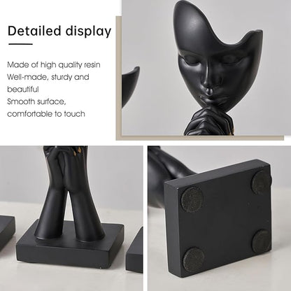 3 Pcs Black Decor Prayer Statues, Modern Prayer of Peace Figurines Shelf Decor Accents, Abstract Art Sculpture Home Decorations for Living Room Bedroom Office Bookshelf Coffee Table, Gifts for Women