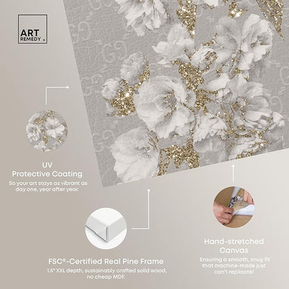 Art Remedy Floral in Classic Fashion Canvas Delicate Farmhouse Wall Art, Gallery Wrapped, 24" x 36"
