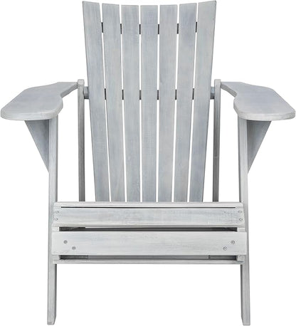 SAFAVIEH Outdoor Collection Merlin Ash Grey Adirondack Chair with Retractable Footrest