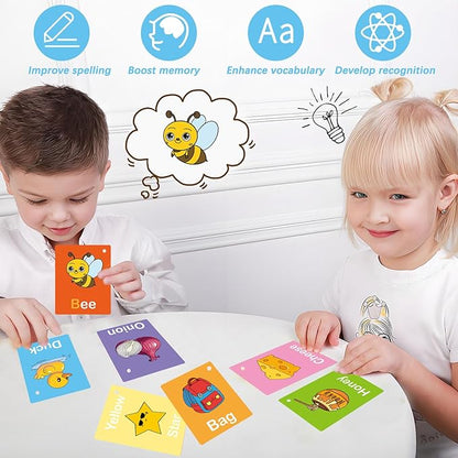 Toddler Learning Flash Cards, 60 PCS Double Sides Flashcards for Alphabets, Numbers, Colors, Shapes, Sight Words, Baby Cognitive Flashcards for Kids, Preschool Kindergarten Learning Activities