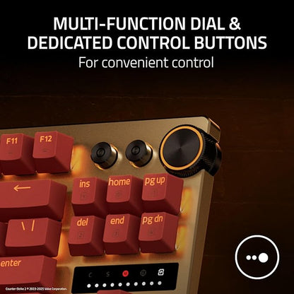 Razer Huntsman V3 Pro TKL Esports Gaming Keyboard: Analog Optical Switches Snap Tap - Rapid Trigger - Adjustable Actuation - Media Keys & Dial - PBT Keycaps - Counter-Strike 2 Edition