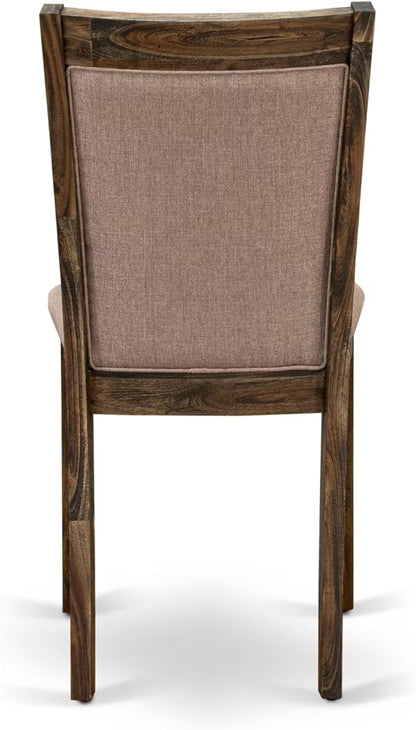 East West Furniture V777MZ716-7 7 Piece Dinette Set Consist of a Rectangle Dining Table with V-Legs and 6 Dark Khaki Linen Fabric Parson Dining Room Chairs, 40x72 Inch, Multi-Color