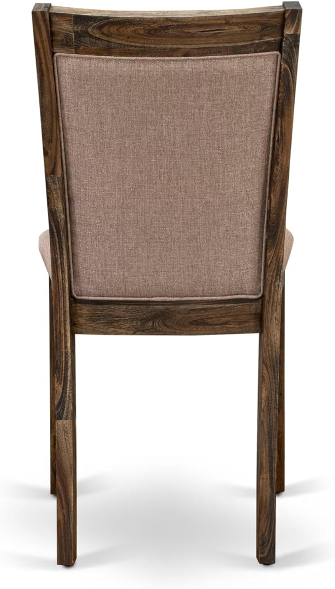 East West Furniture V727MZ716-7 7 Piece Dinette Set Consist of a Rectangle Dining Room Table with V-Legs and 6 Dark Khaki Linen Fabric Upholstered Parson Chairs, 40x72 Inch, Multi-Color