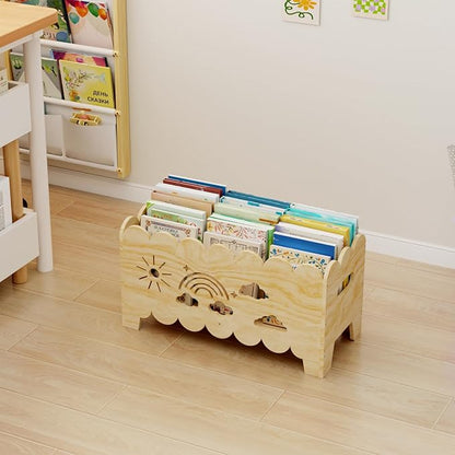 Wood Kids Bookshelf, Montessori Bookshelf, Suitable Kids Rooms, Nursery & Classroom, Kids Bookshelf and Toy Storage, Toddler Book Rack, Nursery Book Shelves, Kids Bookcase