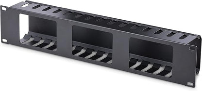 StarTech.com Horizontal 2U Server Rack Cable Management Finger Duct w/ Cover - 19" Network Rack Wire Duct Raceway Panel - Slotted Wire Duct (CMDUCT2U)