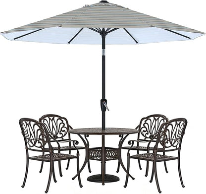 ABCCANOPY 10FT Patio Umbrella, Outdoor Waterproof Table Umbrella with Push Button Tilt and Crank, 8 Ribs UV Protection Pool Umbrella for Garden, Lawn, Deck & Backyard(Khaki Gray Stripes)