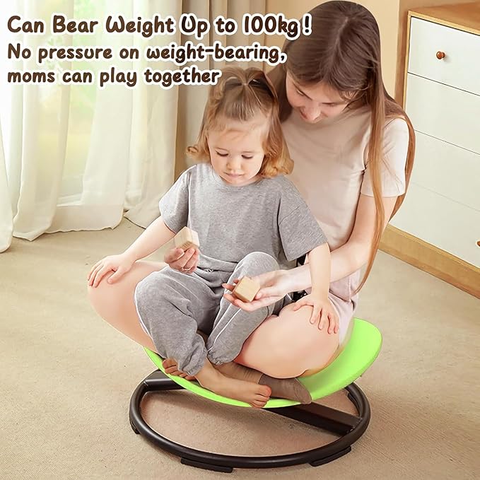 Kids Sensory Spinning Chair for Autism Ages 3+, Sit and Spin Swivel Chair for Kids with ADHD, Sensory Chairs for Autistic Children, Sensory Toys for Motion Sickness Relief, Balance Training (Green)