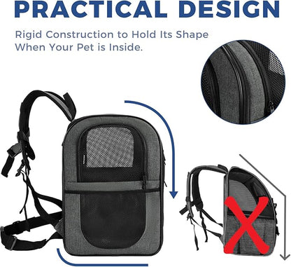 Apollo Walker Pet Carrier Backpack for 4-18lb Cats and Dogs, Puppies, Safety Features and Cushion Back Support | for Travel, Hiking, Outdoor Use (Gray)