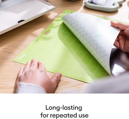 Cricut LightGrip Cutting Mats 12in x 24in, Reusable Cutting Mats for Crafts with Protective Film, Use with Printer Paper, Vellum, Light Cardstock & More for Cricut Explore & Maker (3 Count)