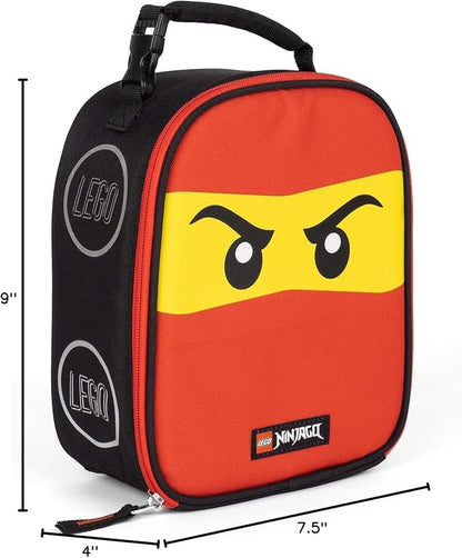 LEGO NINJAGO Lunch Box, Insulated Soft Reusable Lunch Bag Meal Container for Boys and Girls, Perfect for School, or Travel, Meal Tote to Keep Food and Drinks Cold, Future Red