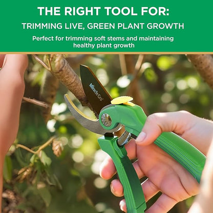 Miracle-Gro 8 in. Bypass Pruning Shears – 1/2 in. Cutting Capacity; Gardening Hand Pruner with Sharp Carbon Steel Blade and Non-Slip Grip – Lightweight Garden Tool for Live Plants and Soft Stems