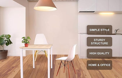 47 inch Large Computer Desk Wood, Modern Simple Style Desk for Home Office, Bedroom, Study Student Writing Desk, Small Spaces, White Metal Frame, Apple Wood Grain Top